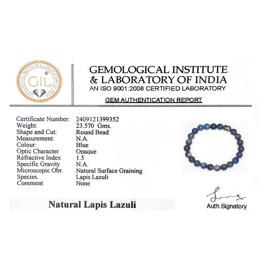 Lapis Lazuli Bracelet Certificate