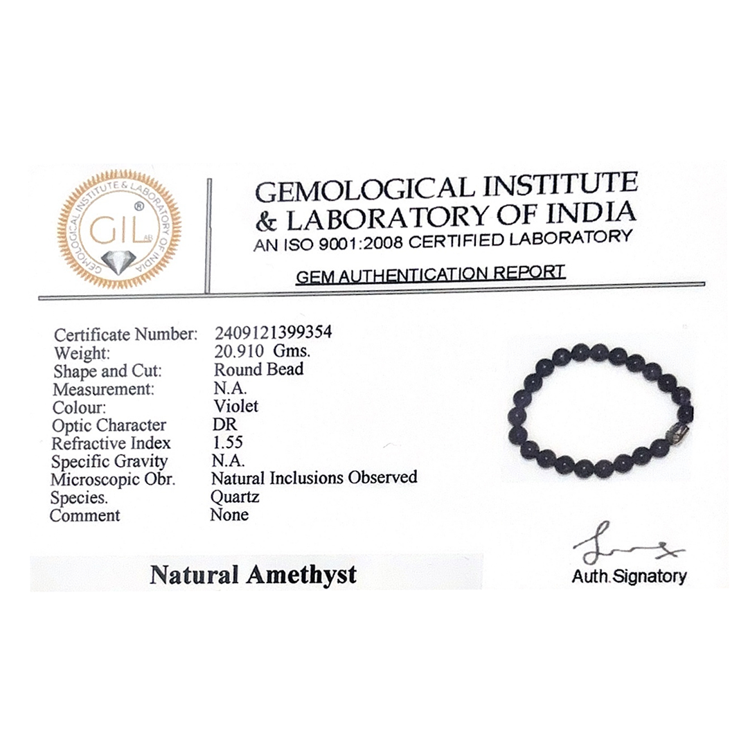 Amethyst Bracelet Certificate